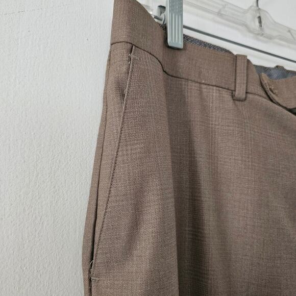 Men's Caravelli Pants Dress Slacks 99579 36L Brown Tan Flat Front Office Formal - Picture 3 of 8